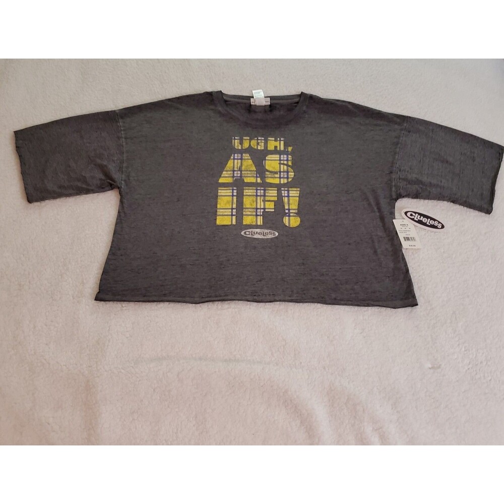 Clueless Shirt XL Womens Gray Cropped Tee Ugh As If 90s Movie Plaid Kohls New